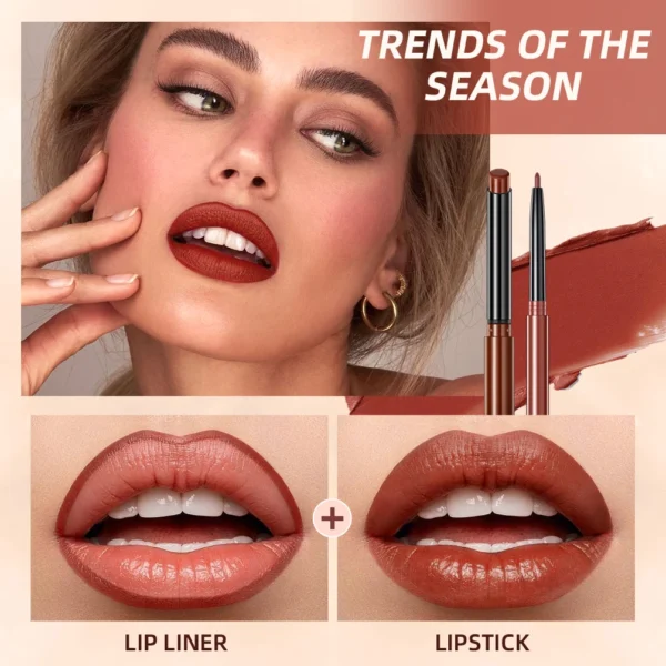 QIBEST Matte Lipliner Pencil Lipstick Sets Nude Pink Red Contour Tint Lipstick Waterproof Lasting Lip Liner Pen Lips Makeup Kits - Image 3
