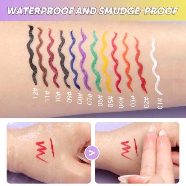 QIBEST High Pigment Eyeliner Pencil Waterproof Smudgeproof Makeup Eye Liner Liquid Black Eyeliner Quick Drying Eyes Cosmetics - 이미지 4
