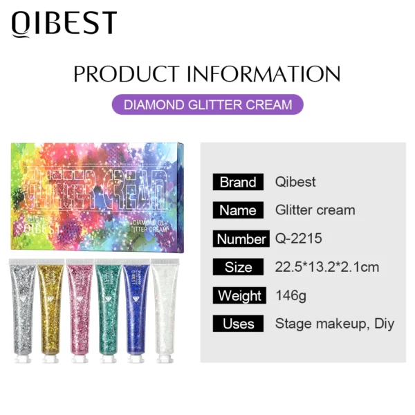 QIBEST Eye Glitter Nail Hair Face Body Glitter Gel Art Flash Heart Loose Sequin Cream Festival Glitter Decoration Party Festival - 이미지 6