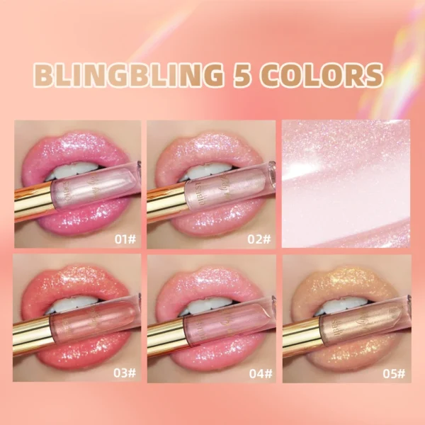 QIBEST Glitter Lip Glaze Shimmer Diamond Lip Gloss Long Lasting Liquid Lipstick Makeup Lip Oil Tint Moisturizing Lips Makeup - Image 4
