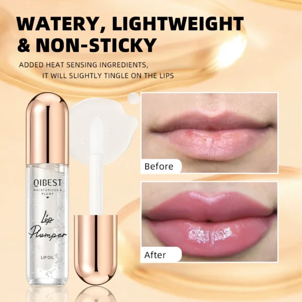 QIBEST Lip Plumper Oil Serum Instant Volumising Lip Oil Moisturzing Repair Lip Fine Lines Sexy Lip Balm Makeup Lip Plumper Oil - 이미지 4