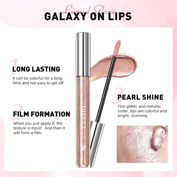QIBEST Diamond Liquid Lipstick Lip Tint 6 Colors Moisturizing Long-Lasting Makeup Gray Sparkling Waterproof Lip Gloss Cosmetics - 이미지 3