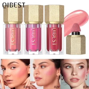 Liquid Blush Facial Nourishing Blush Gel Cream Waterproof Multi-purpose Eyes&lips Makeup Blush Stick Cheek Cosmetics with Sponge