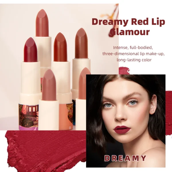 QIBEST 6 Colors Matte Lipstick Beauty Lip Gloss Lippenstift Tinted Balm 24 Hours Waterproof Long Lasting Lip Stain Women Makeup - Image 4