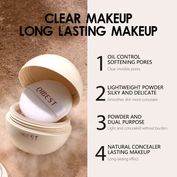 QIBEST Smooth Face Loose Powder Oil Control Transparent Matte Fixing Finish Powder Waterproof Setting Powder Cosmetics Makeup - 이미지 3