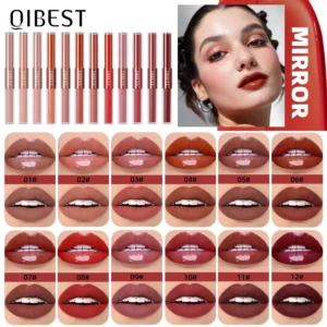 QIBEST Double Ended Matte Liquid Lipstick Sexy Red Lip Glaze Long Lasting 2 IN 1 Mirror Lip Gloss Tint Makeup Lipstick Cosmetics