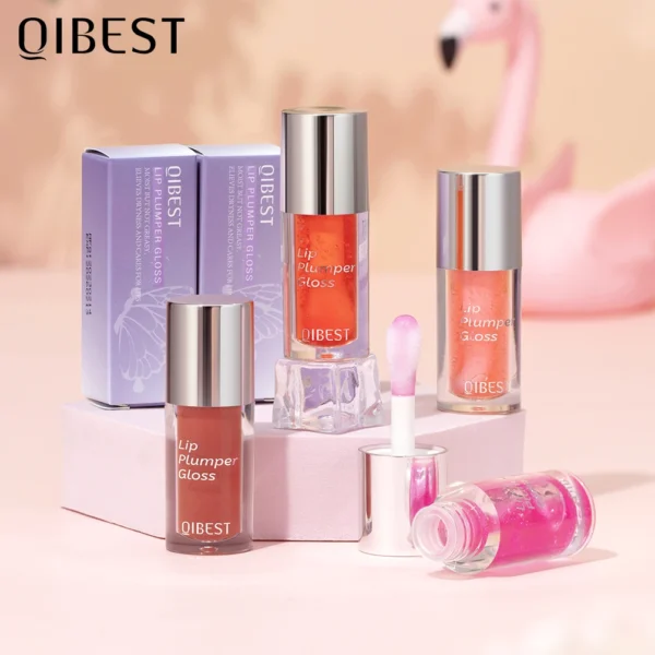 QIBEST Crystal Jelly Moisturizing Lip Oil Plumping Lip Gloss Makeup Sexy Plump Lip Glow Oil Tinted Lip Plumper Lip Care 6 Colors - 이미지 5