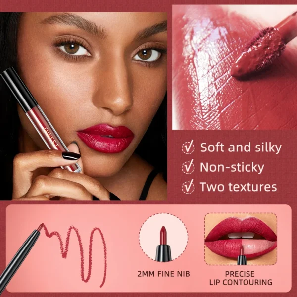3pcs/set Lip Liner Pencil Nude Lip Gloss Combination Makeup Liquid Lipstick Waterproof Sexy Red Lip Contour Tint Kit Cosmetics - Image 4