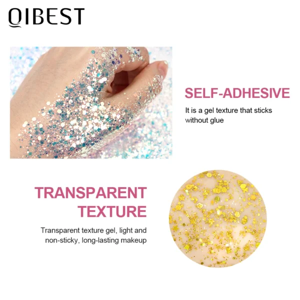 QIBEST Eye Glitter Nail Hair Face Body Glitter Gel Art Flash Heart Loose Sequin Cream Festival Glitter Decoration Party Festival - 이미지 4