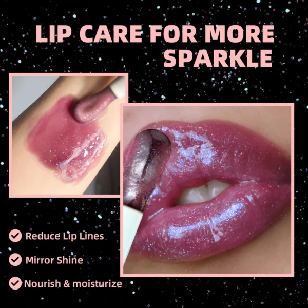 QIBEST Mirror Black Lip Oil Color Changing Lipstick Moisturizing Shiny Lip Gloss Oil Plumping Lasting Diamond Lipgloss Cosmetics - 이미지 3