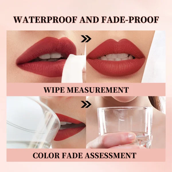 QIBEST Matte Liquid Lipstick Waterproof Silky Lip Gloss Non-Stick Cup Lipgloss Purple Red Nude Lip Tint Durable Makeup For Women - 이미지 6
