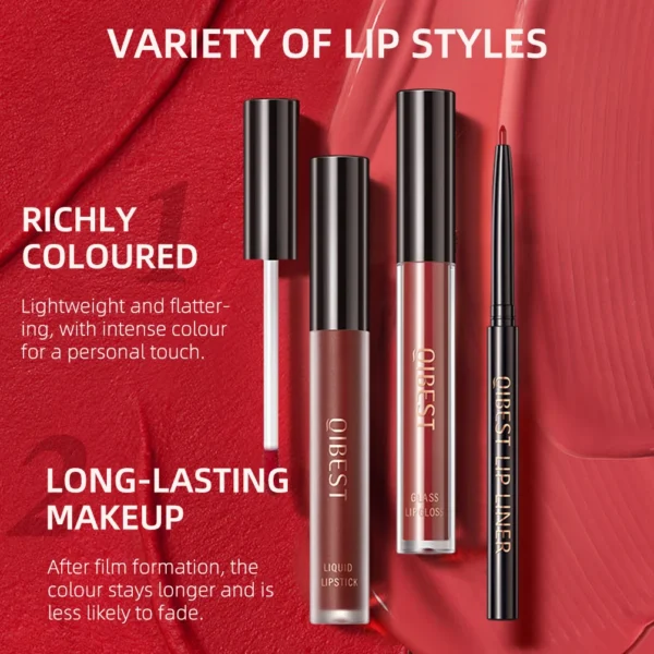 3pcs/set Lip Liner Pencil Nude Lip Gloss Combination Makeup Liquid Lipstick Waterproof Sexy Red Lip Contour Tint Kit Cosmetics - Image 3