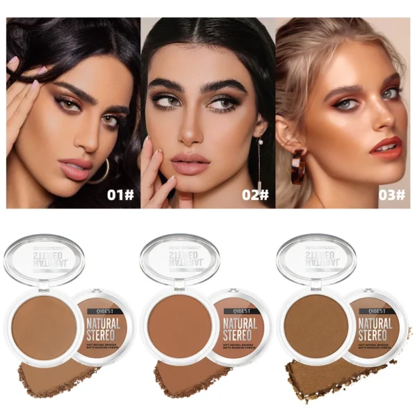 3D Bronzers Matte Wheat Contour Powder Palette Facial Makeup Natural Highlights Contouring Modification Waterproof Long-Lasting - 이미지 4