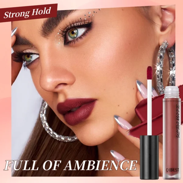 QIBEST Lip Gloss Matte Lipstick Long Lasting Waterproof Black Purple Liquid Lipstick High Quality Professional Lip Tint Makeup - 이미지 3
