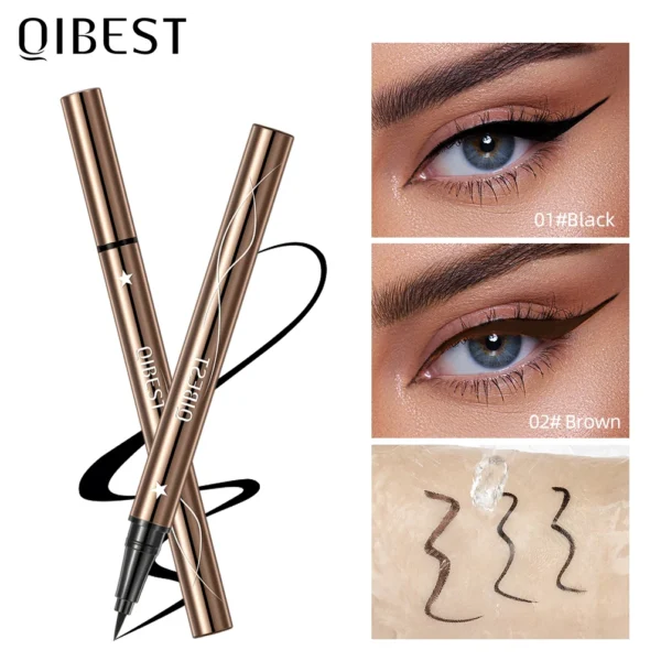 QIBEST Black Liquid Eyeliner Eye Make Up Super Waterproof Long Lasting Quick-dry Eye Liner Pencil Brown Ultra-slim Cosmetic Tool