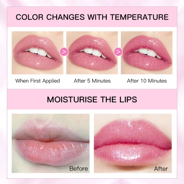 Glitter Lipstick Color Change Lip Balm Transparent Moisturizing Lipstick Makeup Crystal Jelly Pearlescent LipStain Tint Cosmetic - 이미지 6