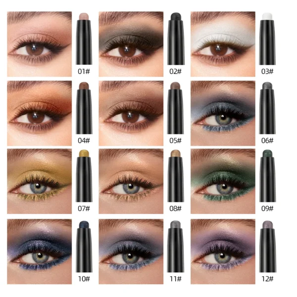 QIBEST Pearlescent Silkworm Eyeshadow Pen Waterproof Eyeshadow Pencil Glitter Matte Nude Gold Eye Shadow Pen Pigment Cosmetics - 이미지 2