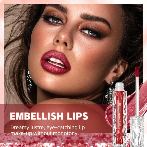 QIBEST 10 Colors Matte Shiny Glitter Liquid Lipstick Shiny Lip Gloss Diamond Waterproof Long Lasting Lipgloss Women Lips Makeup - 이미지 4
