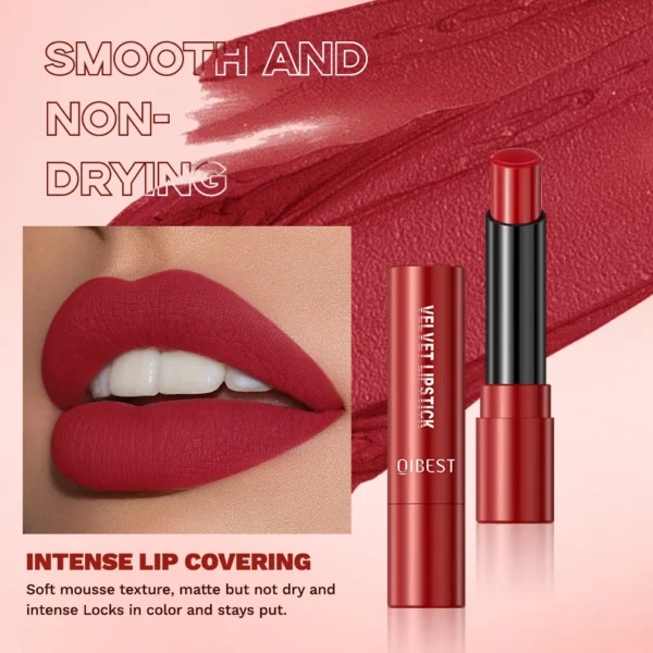 QIBEST Matte Lipstick Long Lasting Velvet Mist Lip Stain Non-Stick Cup Classic Highly Pigmented Sexy Red Lipstick New Makeup - 이미지 3