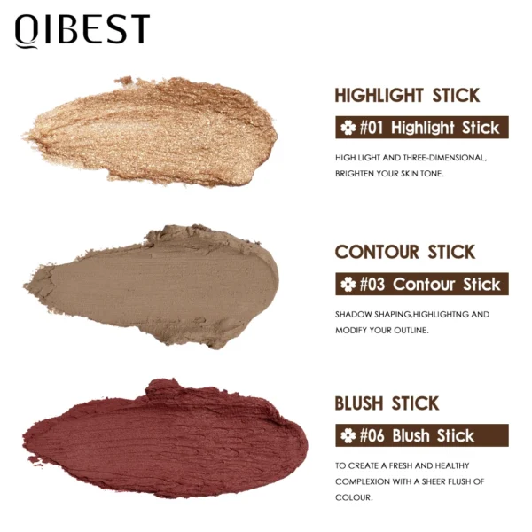 QIBEST Highlighter Makeup Glitter Contouring Bronzer For Face Blush Sticks Shimmer Powder Texture Illuminator Women Cosmetics - 이미지 2