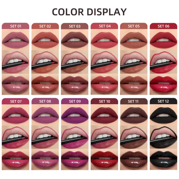 3pcs/set Lip Liner Pencil Nude Lip Gloss Combination Makeup Liquid Lipstick Waterproof Sexy Red Lip Contour Tint Kit Cosmetics - Image 6